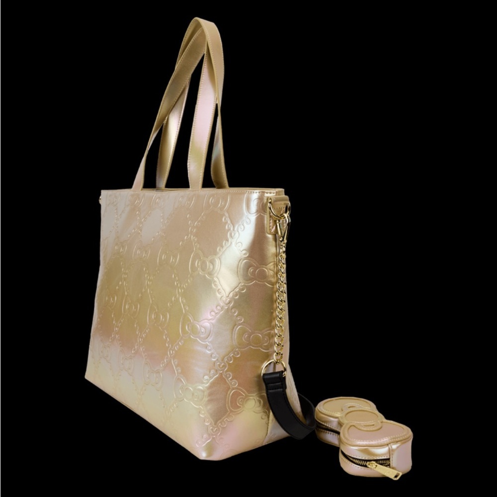 Sanrio Hello Kitty 50th Anniversary Metallic Gold Tote Crossbody Bag & Coin Bag​ - Picture 3 of 6